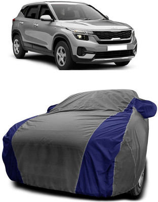 Autoprime Car Cover For Kia Seltos HTE 1.5 Diesel (With Mirror Pockets)(Grey, Blue)