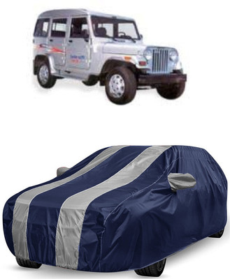ANTOFY Car Cover For Mahindra Marshal DI (With Mirror Pockets)(White, Blue)