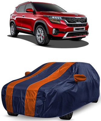 ANTOFY Car Cover For Kia Seltos GTX AT 1.4 (With Mirror Pockets)(Orange, Blue)