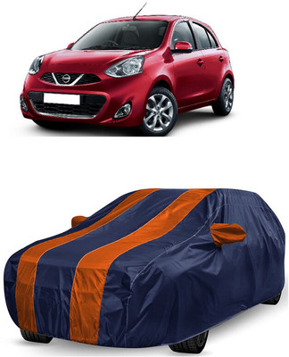 ANTOFY Car Cover For Nissan Micra DTHR (With Mirror Pockets)(Orange, Blue)