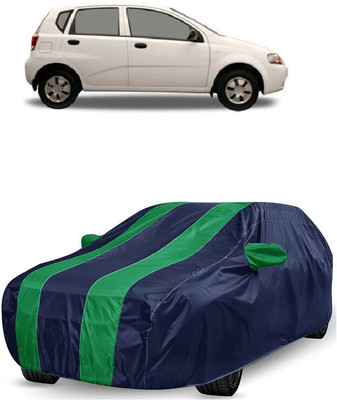 ANTOFY Car Cover For Chevrolet Aveo Uva 1.2 LS (With Mirror Pockets)(Green, Blue)