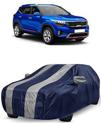ANTOFY Car Cover For Kia Seltos HTX Plus 1.5 Diesel (With Mirror Pockets)(White, Blue)