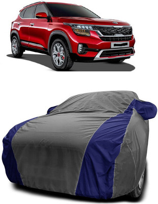 SUGASHRI Car Cover For Kia SELTOS (With Mirror Pockets)(Grey, Blue)