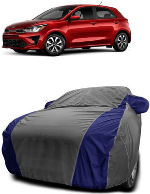Autoprime Car Cover For Kia Universal For Hatchback (With Mirror Pockets)(Grey, Blue)