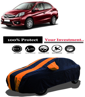 Amexride Car Cover For Honda Amaze SX i-DTEC (With Mirror Pockets)(Orange)