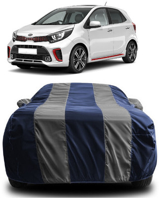SUGASHRI Car Cover For Kia Picanto (With Mirror Pockets)(Grey, Blue)