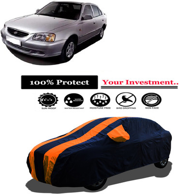 Amexride Car Cover For Hyundai Accent Viva GLX (With Mirror Pockets)(Orange)