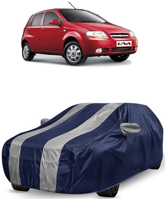 ANTOFY Car Cover For Chevrolet Aveo Uva (With Mirror Pockets)(White, Blue)