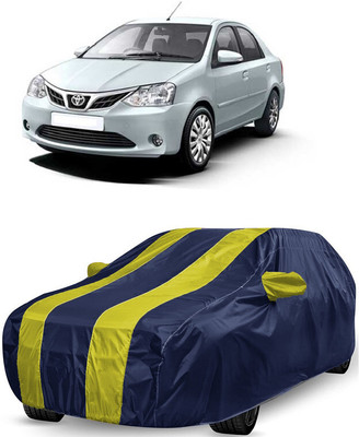 ANTOFY Car Cover For Toyota Etios 1.5 Xclusive (With Mirror Pockets)(Yellow, Blue)