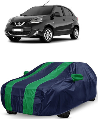 ANTOFY Car Cover For Nissan Micra XV D Diesel (With Mirror Pockets)(Green, Blue)