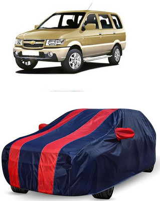 ANTOFY Car Cover For Chevrolet Tavera 7 STR (With Mirror Pockets)(Red, Blue)