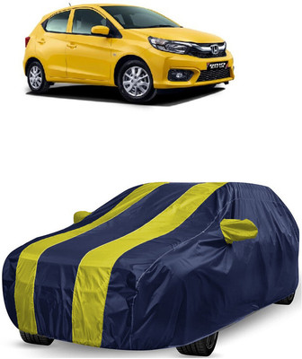 ANTOFY Car Cover For Honda Brio S MT (With Mirror Pockets)(Yellow, Blue)