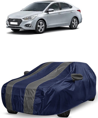 ANTOFY Car Cover For Hyundai Verna CRDi 1.6 SX Option Diesel (With Mirror Pockets)(Grey, Blue)