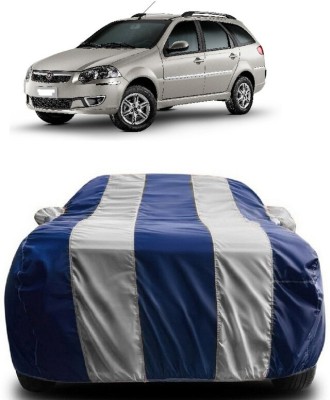 SUGASHRI Car Cover For Fiat Palio Weekend (With Mirror Pockets)(White, Blue)