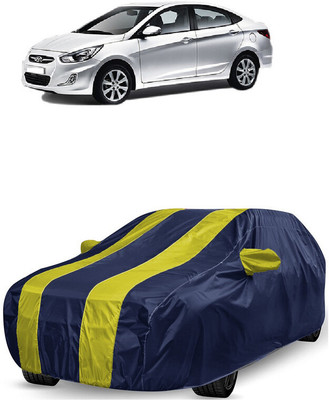 ANTOFY Car Cover For Hyundai Verna VTVT 1.6 SX (With Mirror Pockets)(Yellow, Blue)