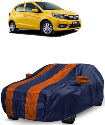 ANTOFY Car Cover For Honda Brio S MT (With Mirror Pockets)(Orange, Blue)
