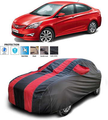 PAGORA Car Cover For Hyundai Fluidic Verna 4S (With Mirror Pockets)(Red)