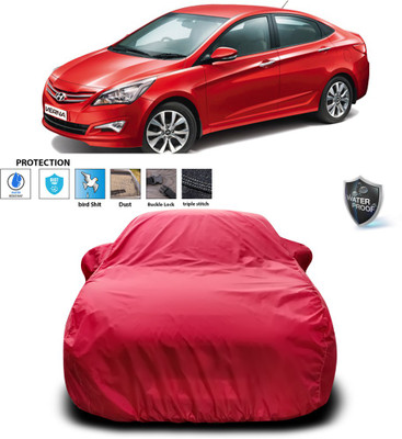 PAGORA Car Cover For Hyundai Fluidic Verna 4S (With Mirror Pockets)(Maroon)