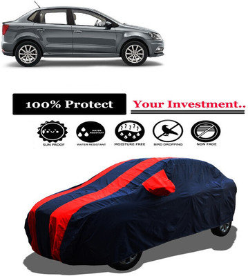 Amexride Car Cover For Volkswagen Ameo 1.5 TDI Highline AT (With Mirror Pockets)(Red)