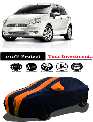 Amexride Car Cover For Fiat Punto Grande 1.3 (With Mirror Pockets)(Orange)