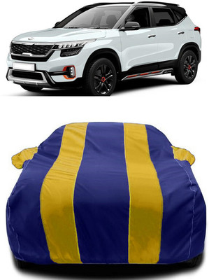 Autoprime Car Cover For Kia Seltos HTX 1.5 Dual Tone (With Mirror Pockets)(Yellow, Blue)