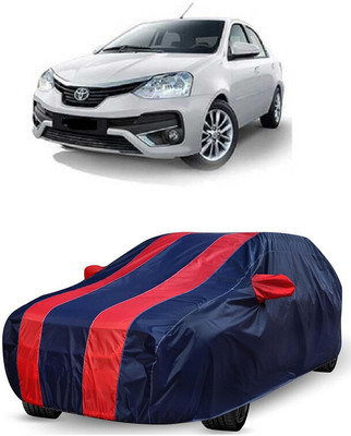 ANTOFY Car Cover For Toyota Platinum Etios 1.5 GX (With Mirror Pockets)(Red, Blue)