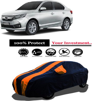 Amexride Car Cover For Honda Amaze VX i-DTEC (With Mirror Pockets)(Orange)