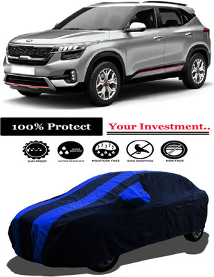 Amexride Car Cover For Kia Seltos HTK Plus AT D Diesel (With Mirror Pockets)(Multicolor)