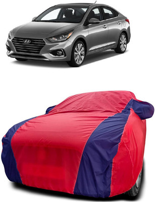 Autoprime Car Cover For Hyundai Accent (With Mirror Pockets)(Red, Blue)
