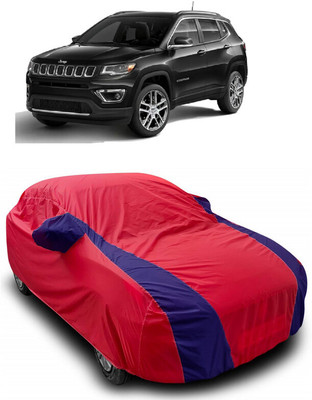ANTOFY Car Cover For Jeep Compass 2.0 Limited Option 4X4 Black Diesel (With Mirror Pockets)(Red, Blue)