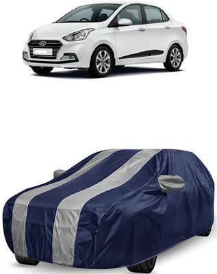 ANTOFY Car Cover For Hyundai Xcent (With Mirror Pockets)(White, Blue)