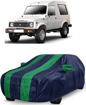 ANTOFY Car Cover For Maruti Suzuki Gypsy King Hard Top Ambulance (With Mirror Pockets)(Green, Blue)