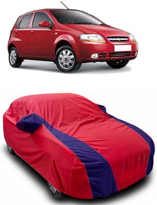 ANTOFY Car Cover For Chevrolet Uva 1.2LT (With Mirror Pockets)(Red, Blue)
