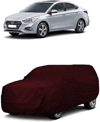 ANTOFY Car Cover For Hyundai Verna CRDi 1.6 AT SX Option Diesel (With Mirror Pockets)(Maroon)
