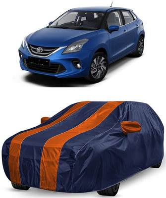 ANTOFY Car Cover For Toyota Glanza G CVT (With Mirror Pockets)(Orange, Blue)