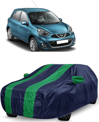 ANTOFY Car Cover For Nissan Micra INHR (With Mirror Pockets)(Green, Blue)