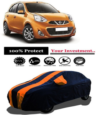 Amexride Car Cover For Nissan Micra Diesel XL (With Mirror Pockets)(Orange)
