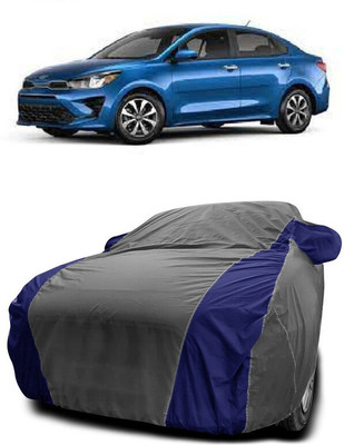 Autoprime Car Cover For Kia Rio LX (With Mirror Pockets)(Grey, Blue)