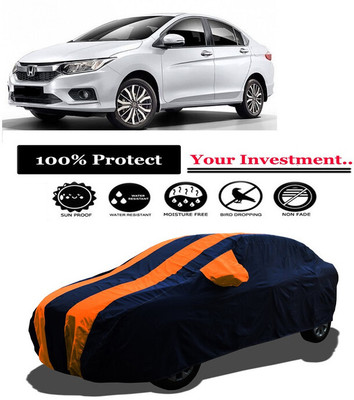 Amexride Car Cover For Honda City i VTEC VX Option BL (With Mirror Pockets)(Orange)