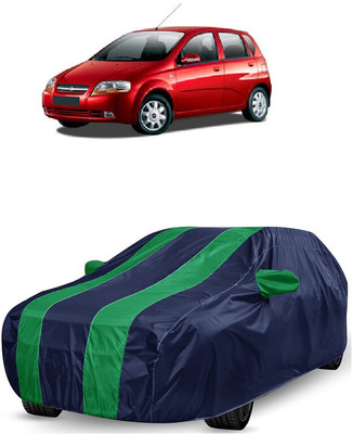 ANTOFY Car Cover For Chevrolet Aveo Uva (With Mirror Pockets)(Green, Blue)