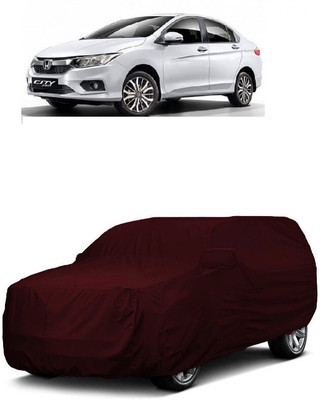 ANTOFY Car Cover For Honda City i DTec SV (With Mirror Pockets)(Maroon)