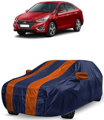 ANTOFY Car Cover For Hyundai Verna CRDi 1.6 AT SX Plus Diesel (With Mirror Pockets)(Orange, Blue)