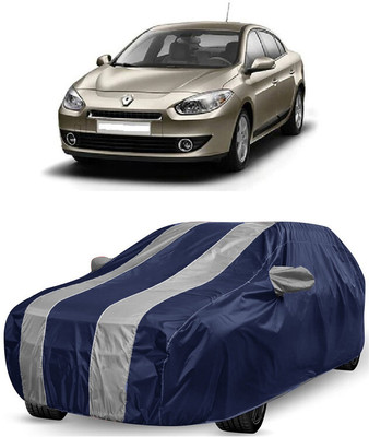 ANTOFY Car Cover For Renault Fluence E4 D (With Mirror Pockets)(White, Blue)