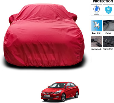 PAGORA Car Cover For Hyundai Fluidic Verna (With Mirror Pockets)(Maroon)