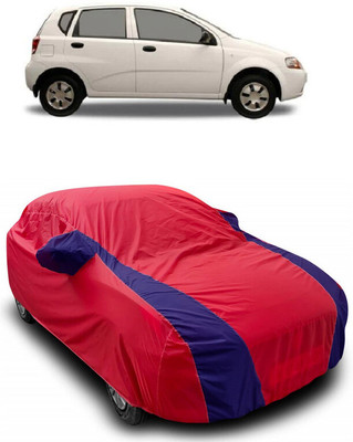 ANTOFY Car Cover For Chevrolet Aveo Uva 1.2 LS (With Mirror Pockets)(Red, Blue)