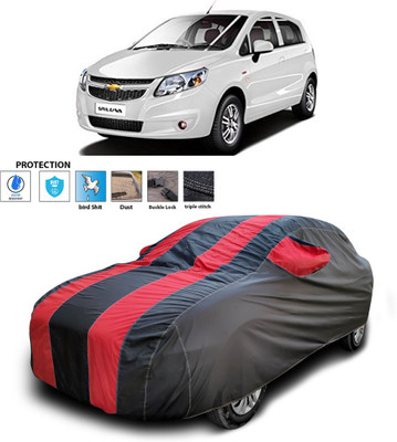 GOSHIV-car and bike accessories Car Cover For Chevrolet UVA (With Mirror Pockets)(Red)