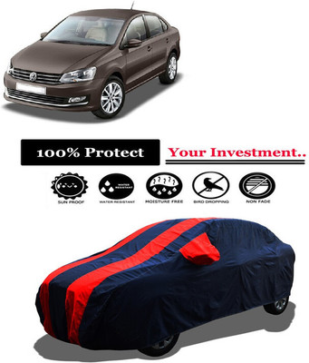 Amexride Car Cover For Volkswagen Ameo 1.5 TDI Comfortline Diesel (With Mirror Pockets)(Red)