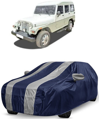 ANTOFY Car Cover For Mahindra Marshal (With Mirror Pockets)(White, Blue)