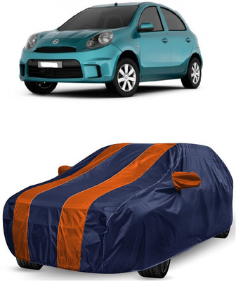 ANTOFY Car Cover For Nissan Micra Active XL Petrol (With Mirror Pockets)(Orange, Blue)