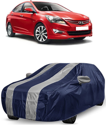 ANTOFY Car Cover For Hyundai Verna 1.6 CRDi S (With Mirror Pockets)(White, Blue)